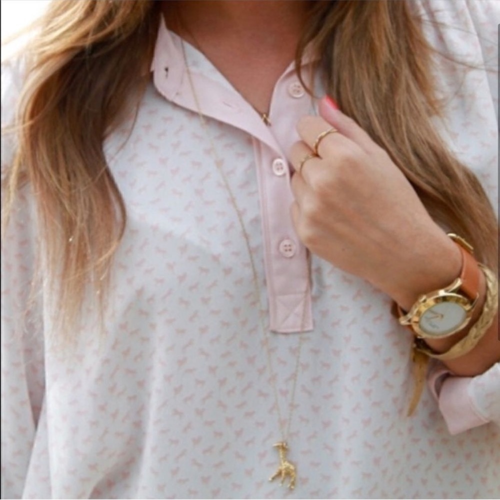 Free People White & Pink Horse Print Button Up Long Sleeve Sheer Blouse XS - Picture 3 of 10